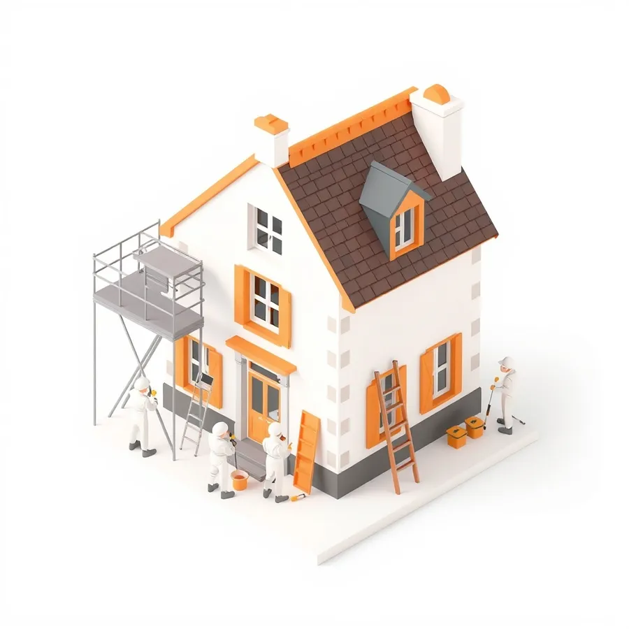 Travaux de peinture sur une maison dans le Var — illustration